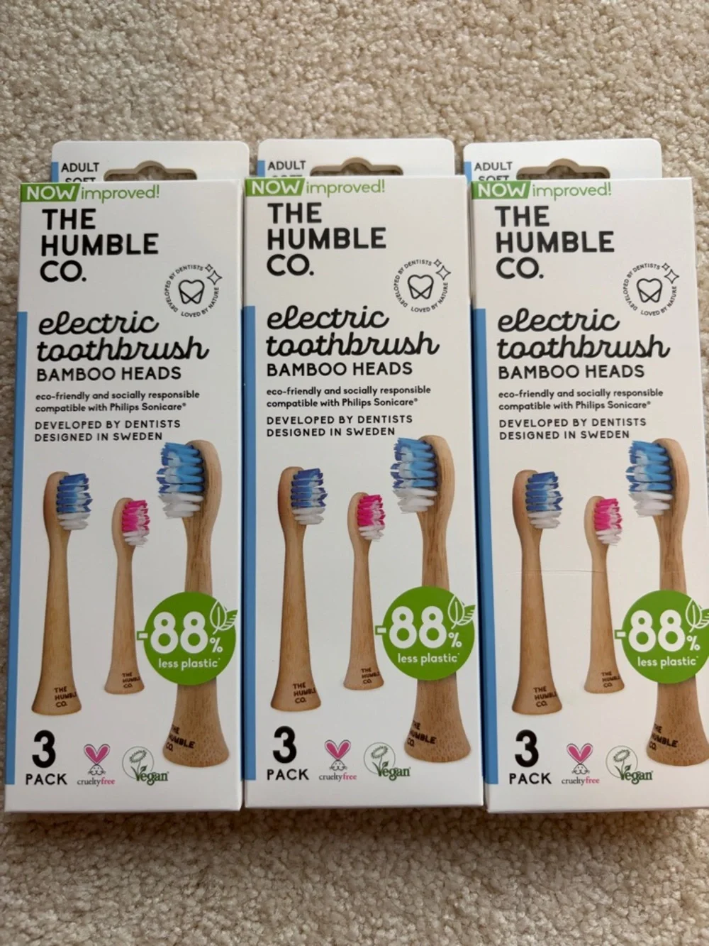 Bamboo Electric Toothbrush Heads - Blue & Pink (3 Pack)